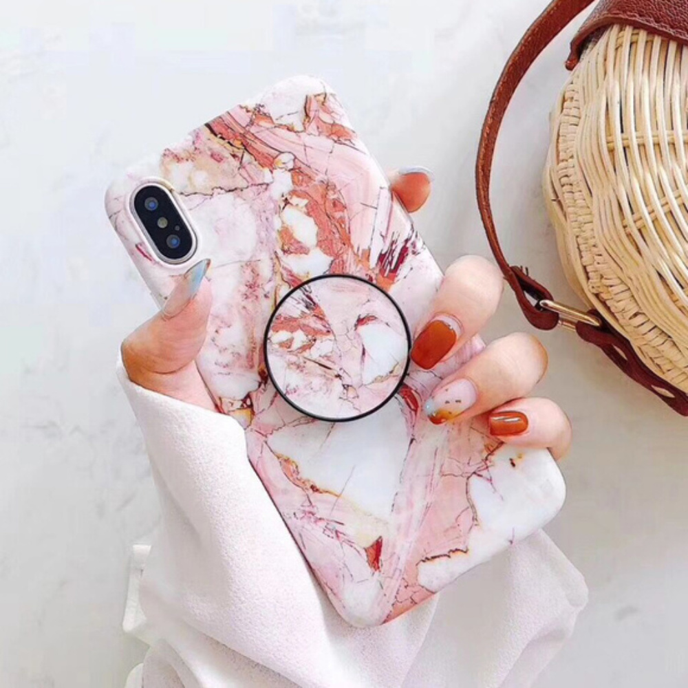 NEW iPhone 13/12/11/Pro/Max/XR/ Red Marble W/ Holder iphone case - Picture 2 of 6